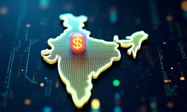 Futuristic digital representation of Indian fintech and currency