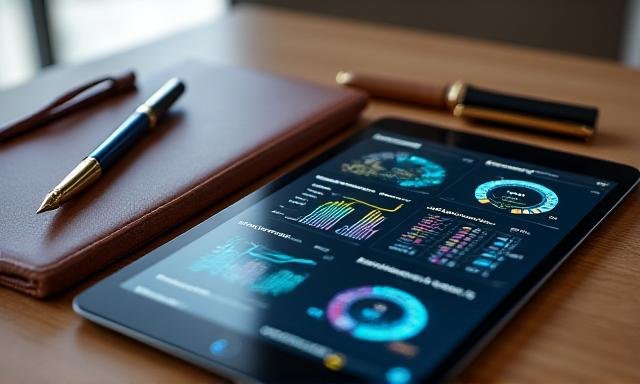 Close up of a financial dashboard with key indicators