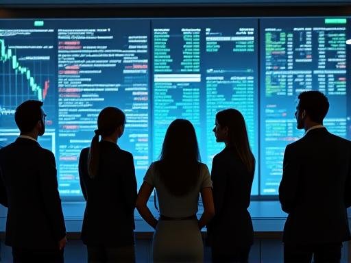 Professionals attending a financial technology workshop