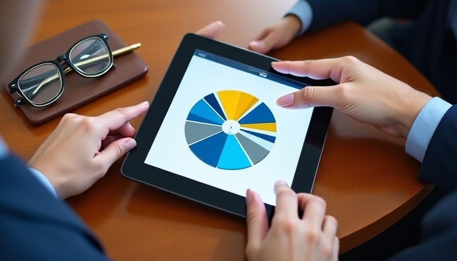Financial advisors discussing diverse portfolio strategies around a wooden table