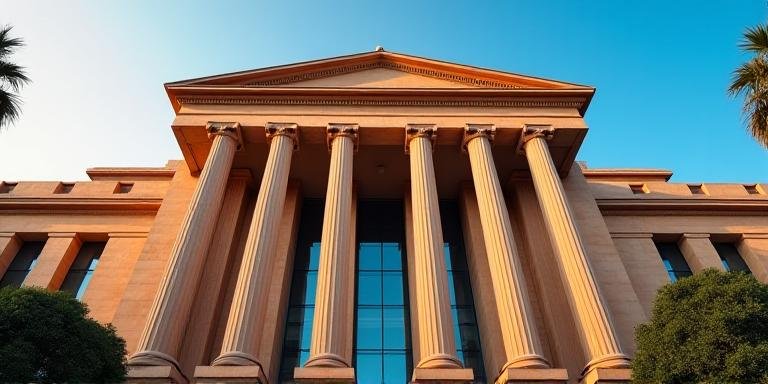 The Reserve Bank of India building with professional lighting