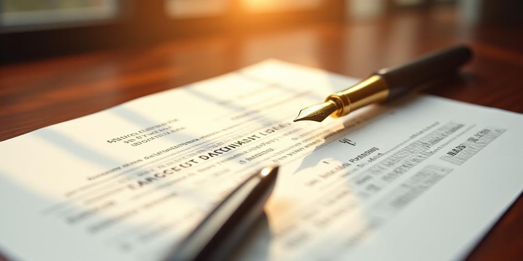 Close-up of a professional financial agreement on a mahogany desk